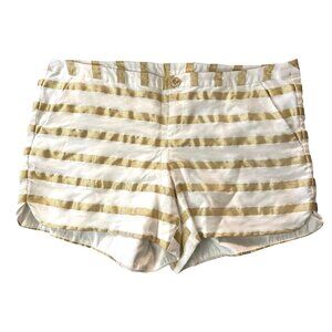 Lilly Pulitzer Womens Gold Metallic Striped Shorts Size 8 Rayon/Nylon Blend